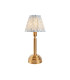 Upton Rechargeable Brushed Aged Brass Plate Table Lamp with Shell Bay Blue Fabric Leaf Shade 16cm Integrated LED-1