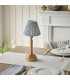 Upton Rechargeable Brushed Aged Brass Plate Table Lamp with Shell Bay Blue Fabric Leaf Shade 16cm Integrated LED-3