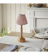 Upton Rechargeable Brushed Aged Brass Plate Table Lamp with Peachy Keen Fabric Leaf Shade 16cm Integrated LED-3