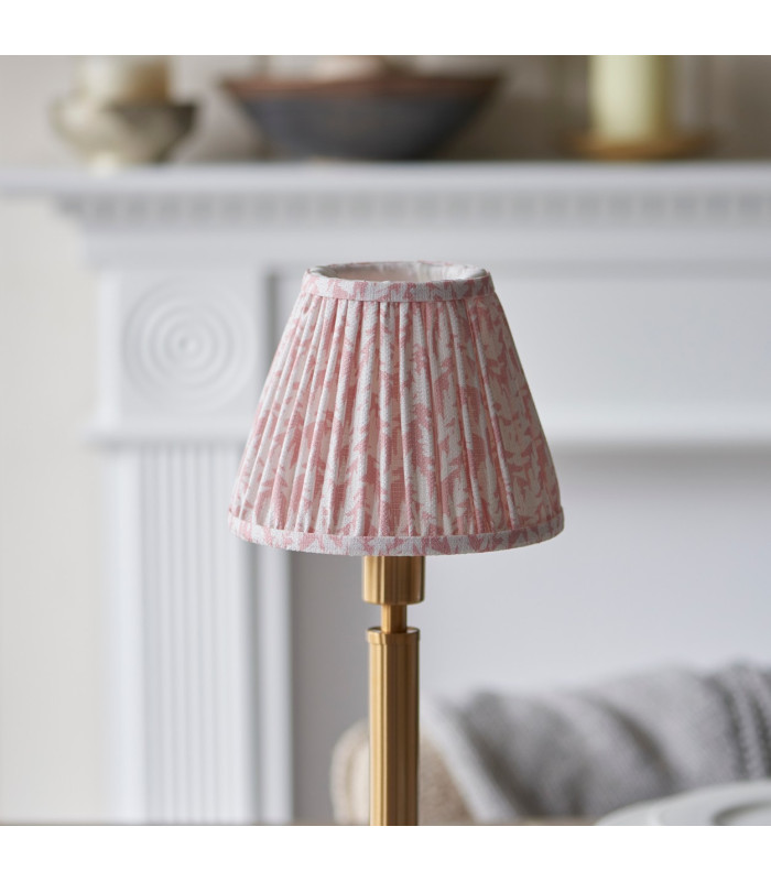 Upton Rechargeable Brushed Aged Brass Plate Table Lamp with Peachy Keen Fabric Leaf Shade 16cm Integrated LED-4