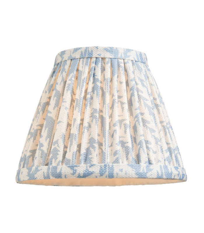 Upton Rechargeable Brushed Aged Brass Plate Table Lamp with Shell Bay Blue Fabric Leaf Shade 16cm Integrated LED-9