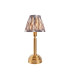 Upton Rechargeable Brushed Aged Brass Plate Table Lamp with Pearl Grey Fabric Ikat Shade 16cm Integrated LED-1