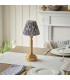 Upton Rechargeable Brushed Aged Brass Plate Table Lamp with Pearl Grey Fabric Ikat Shade 16cm Integrated LED-3