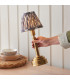 Upton Rechargeable Brushed Aged Brass Plate Table Lamp with Pearl Grey Fabric Ikat Shade 16cm Integrated LED-4