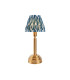 Upton Rechargeable Brushed Aged Brass Plate Table Lamp with Marlin Blue Fabric Ikat Shade 16cm Integrated LED-1