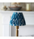 Upton Rechargeable Brushed Aged Brass Plate Table Lamp with Marlin Blue Fabric Ikat Shade 16cm Integrated LED-4