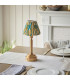 Upton Rechargeable Brushed Aged Brass Plate With Yellow Table Lamp with Jade Fabric Ikat Shade 16cm Integrated LED-3