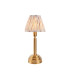Upton Rechargeable Brushed Aged Brass Plate Table Lamp with Neutral Print Fabric Ikat Shade 16cm Integrated LED-1