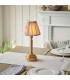 Upton Rechargeable Brushed Aged Brass Plate Table Lamp with Neutral Print Fabric Ikat Shade 16cm Integrated LED-2