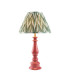 Myrtle Pink Clay Table Lamp with Cotswold Green Fabric Zigzag Shade 30cm B22-1