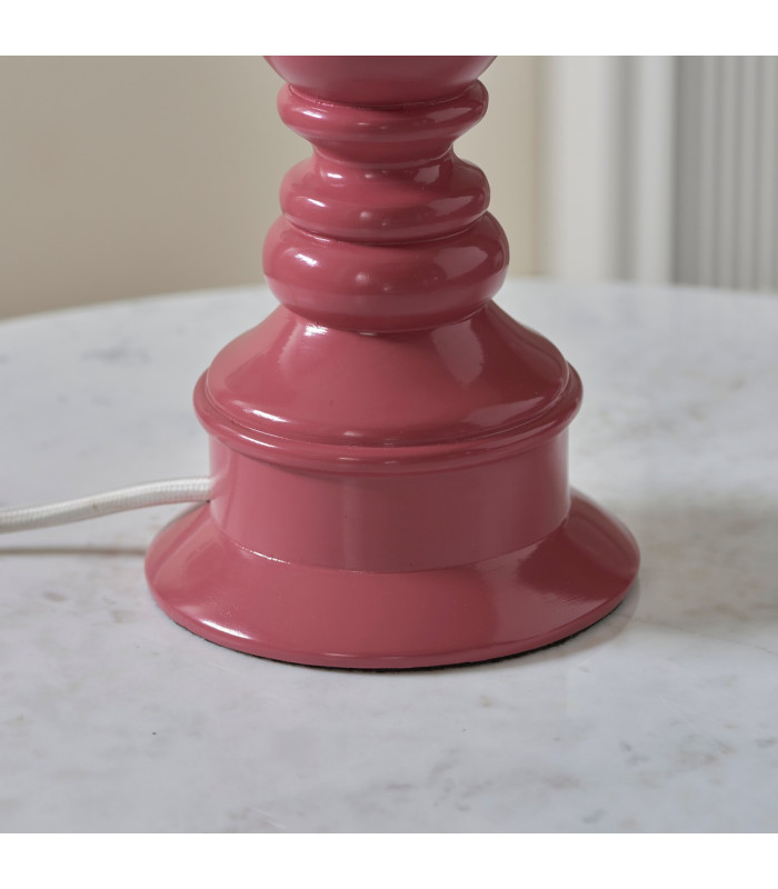 Myrtle Pink Clay Table Lamp with Cotswold Green Fabric Zigzag Shade 30cm B22-7