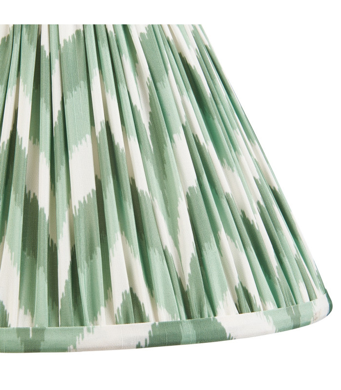Myrtle Pink Clay Table Lamp with Cotswold Green Fabric Zigzag Shade 30cm B22-8