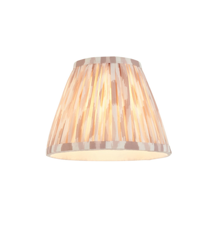 Upton Rechargeable Brushed Aged Brass Plate Table Lamp with Neutral Print Fabric Ikat Shade 16cm Integrated LED-9