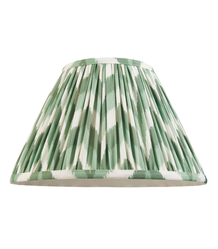Myrtle Pink Clay Table Lamp with Cotswold Green Fabric Zigzag Shade 30cm B22-9