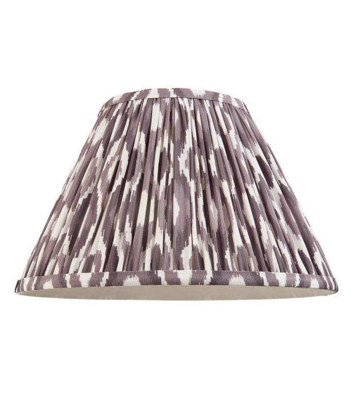 Myrtle Almond White Table Lamp with Pearl Grey Fabric Ikat Shade 30cm B22-9