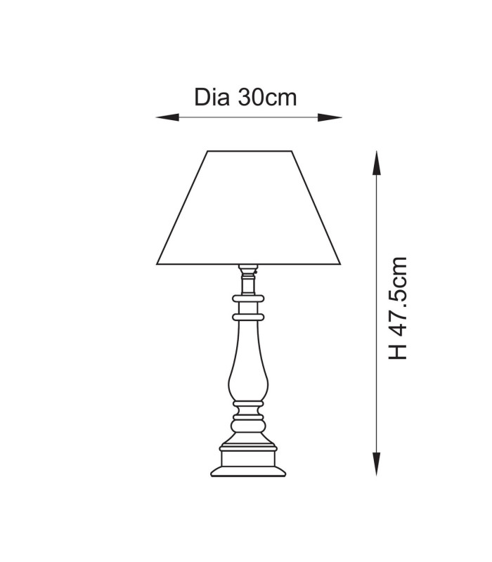 Myrtle Almond White Table Lamp with Pearl Grey Fabric Ikat Shade 30cm B22-10