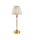 Burley Rechargeable Brushed Aged Brass Plate Table Lamp with Shell Bay Blue Fabric Leaf Shade 16cm Integrated LED-1