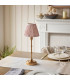 Burley Rechargeable Brushed Aged Brass Plate Table Lamp with Peachy Keen Fabric Leaf Shade 16cm Integrated LED-3