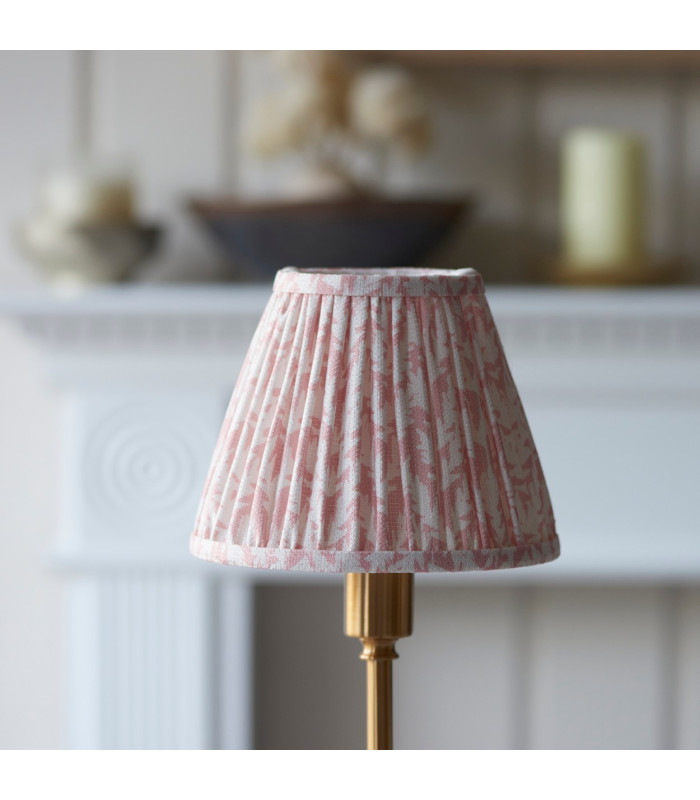 Burley Rechargeable Brushed Aged Brass Plate Table Lamp with Peachy Keen Fabric Leaf Shade 16cm Integrated LED-4