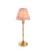 Burley Rechargeable Brushed Aged Brass Plate Table Lamp with Coral Pink Fabric Ripple Shade 16cm Integrated LED-1