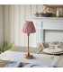 Burley Rechargeable Brushed Aged Brass Plate Table Lamp with Coral Pink Fabric Ripple Shade 16cm Integrated LED-3