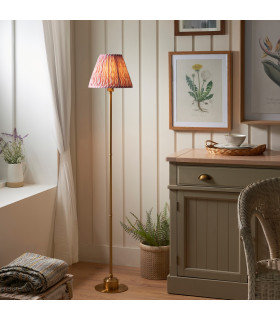 Burley Rechargeable Brushed Aged Brass Plate Floor Lamp with Coral Pink Fabric Ripple Shade 25cm Integrated LED-2