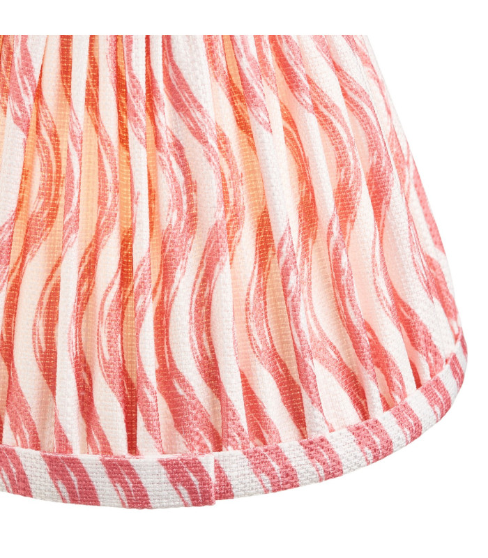 Burley Rechargeable Brushed Aged Brass Plate Table Lamp with Coral Pink Fabric Ripple Shade 16cm Integrated LED-8