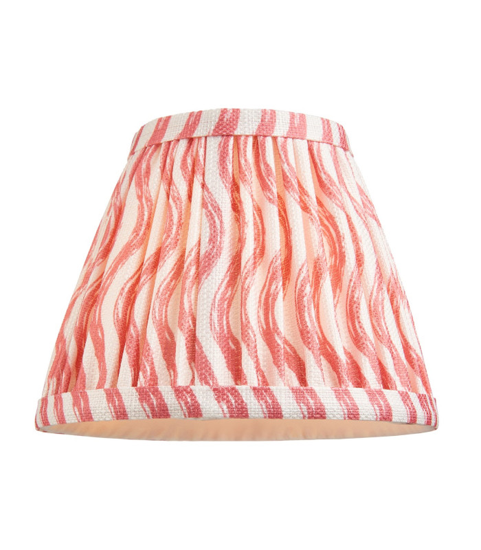 Burley Rechargeable Brushed Aged Brass Plate Table Lamp with Coral Pink Fabric Ripple Shade 16cm Integrated LED-9