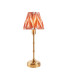 Burley Rechargeable Brushed Aged Brass Plate Table Lamp with Apricot Orange Fabric Zigzag Shade 16cm Integrated LED-1