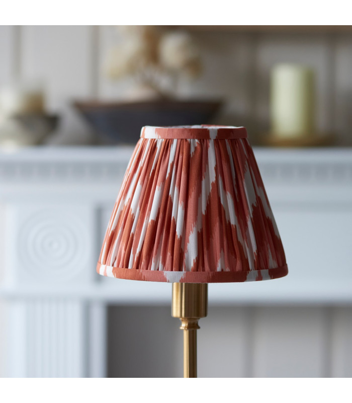 Burley Rechargeable Brushed Aged Brass Plate Table Lamp with Apricot Orange Fabric Zigzag Shade 16cm Integrated LED-4