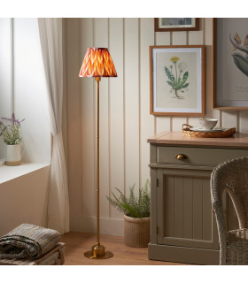 Burley Rechargeable Brushed Aged Brass Plate Floor Lamp with Apricot Orange Fabric Zigzag Shade 25cm Integrated LED-2