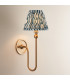 Santiago Brushed Aged Brass Plate Wall Light with Marlin Blue Fabric Ripple Shade 16cm B22-2