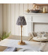 Burley Rechargeable Brushed Aged Brass Plate Table Lamp with Pearl Grey Fabric Ikat Shade 16cm Integrated LED-3