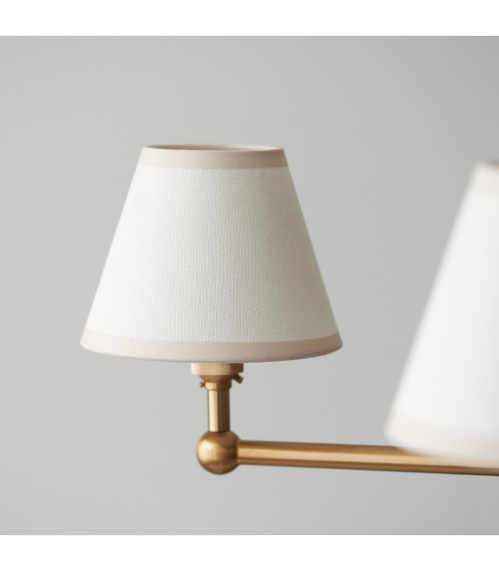 Santiago Brushed Aged Brass Plate Pendant Light with Vintage White Fabric Ivy Shade 16cm 5x B22-4