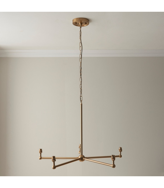 Santiago Brushed Aged Brass Plate Pendant Light with Vintage White Fabric Ivy Shade 16cm 5x B22-6