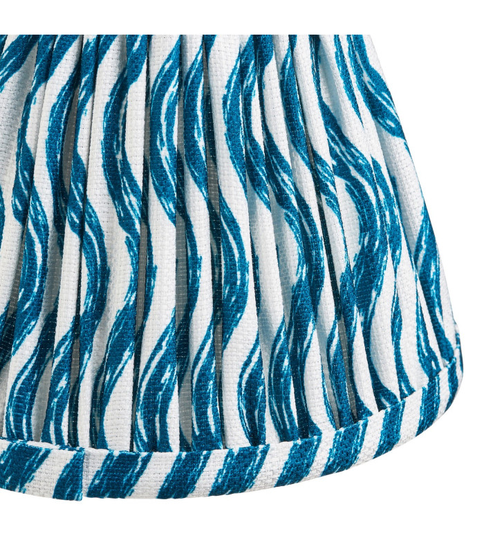 Santiago Brushed Aged Brass Plate Wall Light with Marlin Blue Fabric Ripple Shade 16cm B22-8