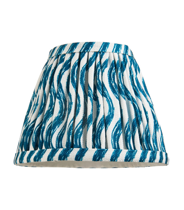 Santiago Brushed Aged Brass Plate Wall Light with Marlin Blue Fabric Ripple Shade 16cm B22-9