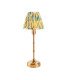Burley Rechargeable Brushed Aged Brass Plate With Yellow Table Lamp with Jade Fabric Ikat Shade 16cm Integrated LED-1