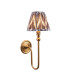 Santiago Brushed Aged Brass Plate Wall Light with Pearl Grey Fabric Zigzag Shade 16cm B22-1