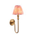 Santiago Brushed Aged Brass Plate Wall Light with Coral Pink Fabric Ikat Shade 16cm B22-1