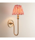 Santiago Brushed Aged Brass Plate Wall Light with Coral Pink Fabric Ikat Shade 16cm B22-2