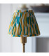 Burley Rechargeable Brushed Aged Brass Plate With Yellow Table Lamp with Jade Fabric Ikat Shade 16cm Integrated LED-4