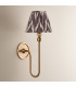 Santiago Brushed Aged Brass Plate Wall Light with Pearl Grey Fabric Zigzag Shade 16cm B22-4