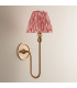 Santiago Brushed Aged Brass Plate Wall Light with Coral Pink Fabric Ikat Shade 16cm B22-3
