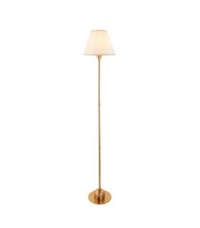 Burley Rechargeable Brushed Aged Brass Plate Floor Lamp with Vintage White Fabric Ivy Shade 25cm Integrated LED-1