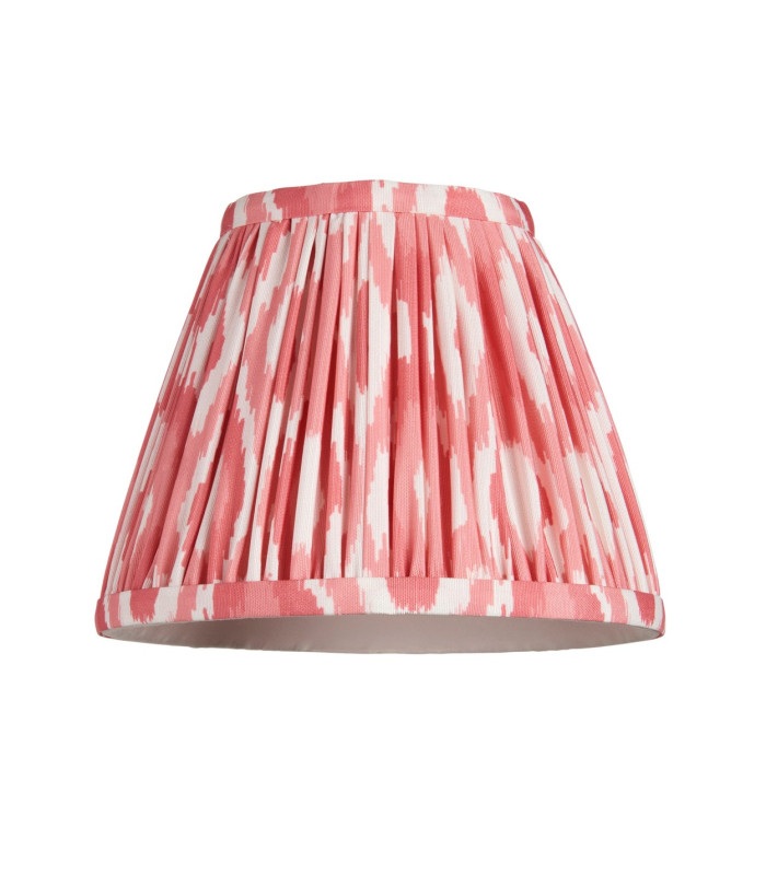Santiago Brushed Aged Brass Plate Wall Light with Coral Pink Fabric Ikat Shade 16cm B22-9