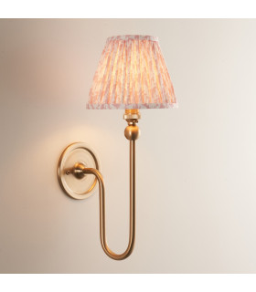 Santiago Brushed Aged Brass Plate Wall Light with Peachy Keen Fabric Leaf Shade 16cm B22-2