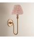 Santiago Brushed Aged Brass Plate Wall Light with Peachy Keen Fabric Leaf Shade 16cm B22-3