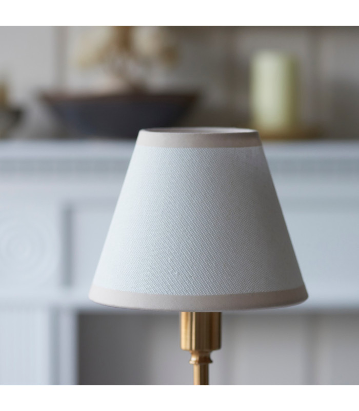 Burley Rechargeable Brushed Aged Brass Plate Table Lamp with Vintage White Fabric Ivy Shade 16cm Integrated LED-4