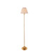 Burley Rechargeable Brushed Aged Brass Plate Floor Lamp with Neutral Print Fabric Ikat Shade 25cm Integrated LED-1